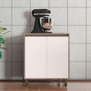 Balcão Com Tampo 2 Portas 70 Cm Petra Poliman Móveis Cappuccino/Off White