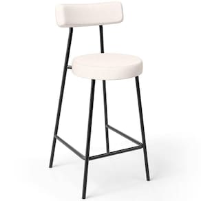 Banqueta Baixa Para Cozinha Sala De Jantar Bar Bancada Milão L02 Linho Cru -LyamDecor
