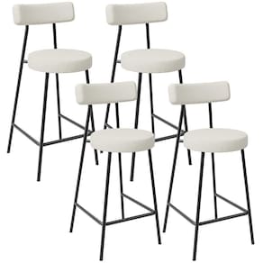 Kit 04 Banquetas Baixa Para Cozinha Sala De Jantar Bancada Milão L02 Linho Champagne