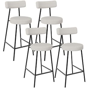 Kit 04 Banquetas Baixa Para Cozinha Sala De Jantar Bar Bancada Milão L02 Bouclê Cru-LyamDecor