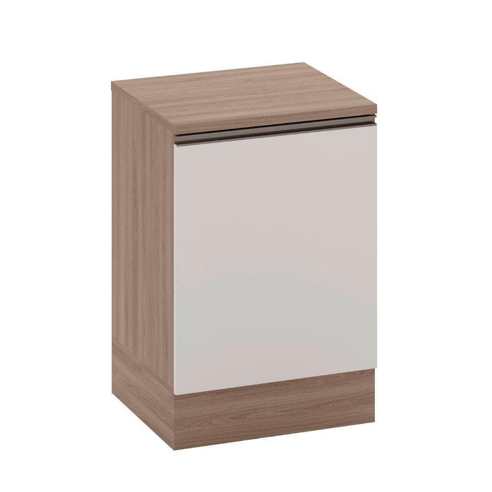 Balcão Com Tampo 58 Cm 1 Porta Etna Poliman Móveis Carvalho Oak E Off White