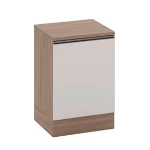 Balcão Com Tampo 58 Cm 1 Porta Etna Poliman Móveis Carvalho Oak E Off White
