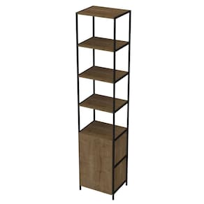 Estante Industrial Steel Quadra Artesano 45 Cm Mdp Vermont Uma Porta Estrutura Metálica Aço Preto