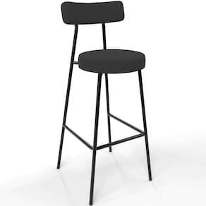 Banqueta Baixa Bar Cozinha Sala De Jantar Estrutura Em Aço Milão L02 Suede Preto