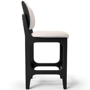 Banqueta Baixa Bar Cozinha E Sala De Jantar Fixa Betta L02 Preto Linho Cru - Lyam Decor
