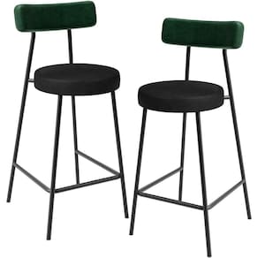 Kit 02 Banquetas Baixa Bar Cozinha Sala De Jantar Milão L02 Facto Verde Musgo Preto
