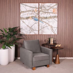 Poltrona Decorativa Para Sala Veludo Plaza Cinza - Straub Web