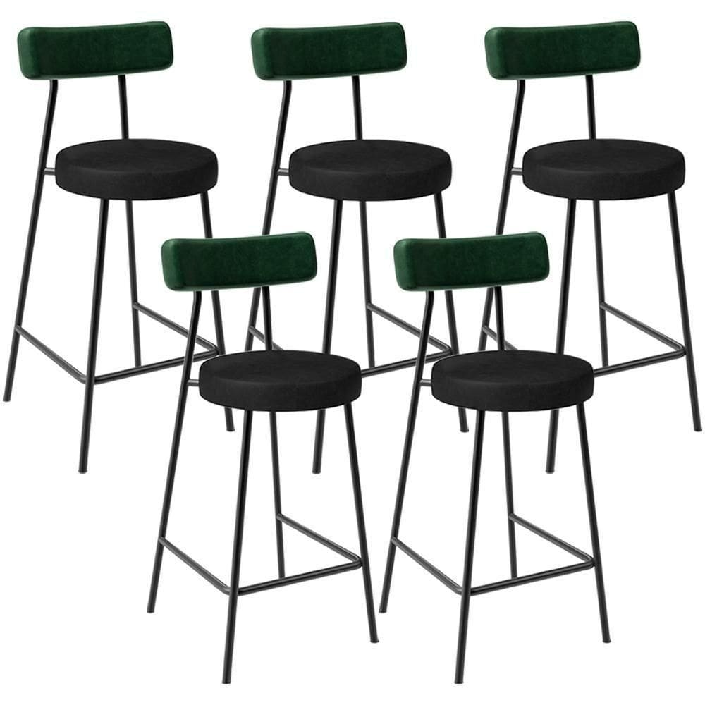 Kit 05 Banquetas Baixa Bar Cozinha Sala De Jantar Milão L02 Facto Verde Musgo Preto -LyamDecor