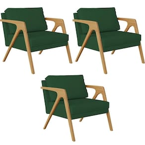 Kit 03 Poltronas Pietra L02 Suede Verde Musgo