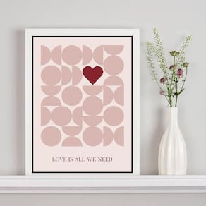 Quadro Poster Bauhaus Love - Coração 45X34Cm - Com Vidro