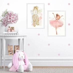 Kit 2 Quadros Quarto Menina Tema Bailarina 45X34Cm - Vidro