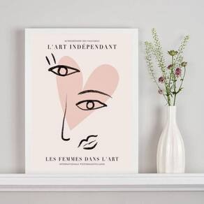 Quadro Poster Picasso Coração Rosa 33X24Cm - Com Vidro