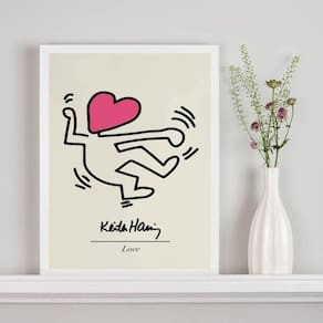 Quadro Keith Haring - The Love 45X34Cm - Com Vidro