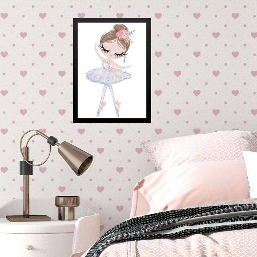 Quadro Infantil Menina Bailarina Soft 24X18Cm