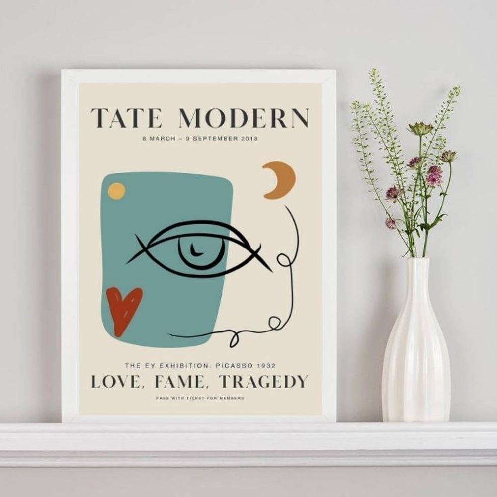 Quadro Poster Exposição Picasso 45X34Cm - Com Vidro