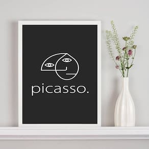 Quadro Minimalista Fundo Preto Picasso 24X18Cm
