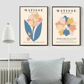 Kit 2 Quadros Florais - Matisse 33X24Cm - Com Vidro