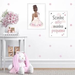 Kit 2 Quadros Infantis Bailarina Morena 45X34Cm