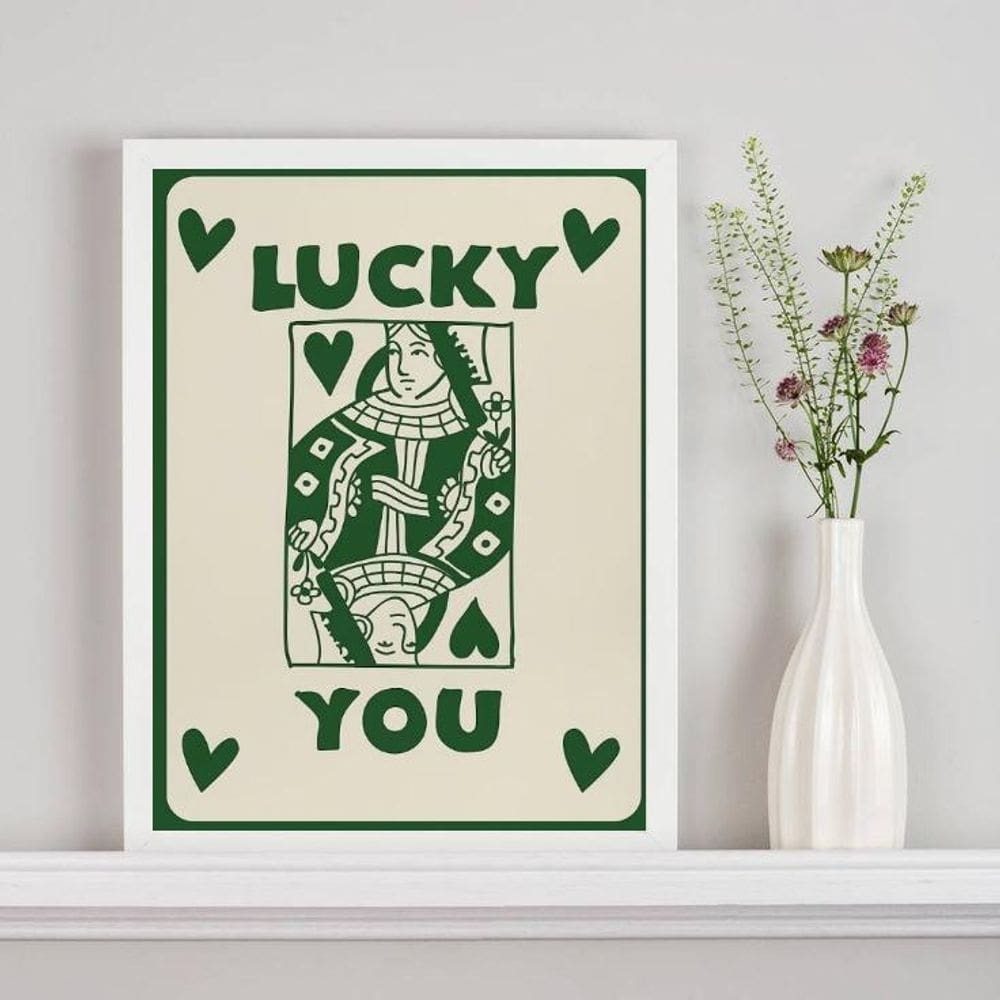 Quadro Carta Baralho - Lucky You 45X34Cm - Com Vidro