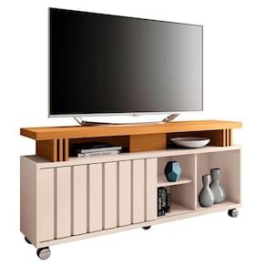 Rack Bancada para Sala Rivera 1.3 Off White Cinamomo - HB Móveis