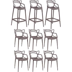 6 Cadeiras + 3 Banquetas Altas Masters Allegra Fendi