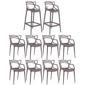 8 Cadeiras + 2 Banquetas Altas Masters Allegra Fendi