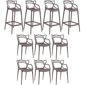 6 Cadeiras + 4 Banquetas Altas Masters Allegra Fendi