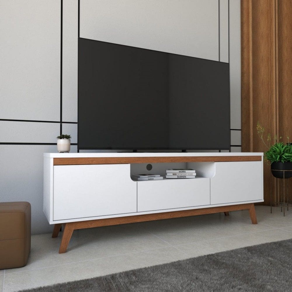 Rack para TV Até 60 Polegadas Albany 2 Portas 1 Gaveta Branco - Panorama Móveis