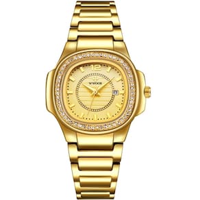 Relógio Feminino Quadrado com Strass Pulseira em Aço Inoxidavel Impermeavel