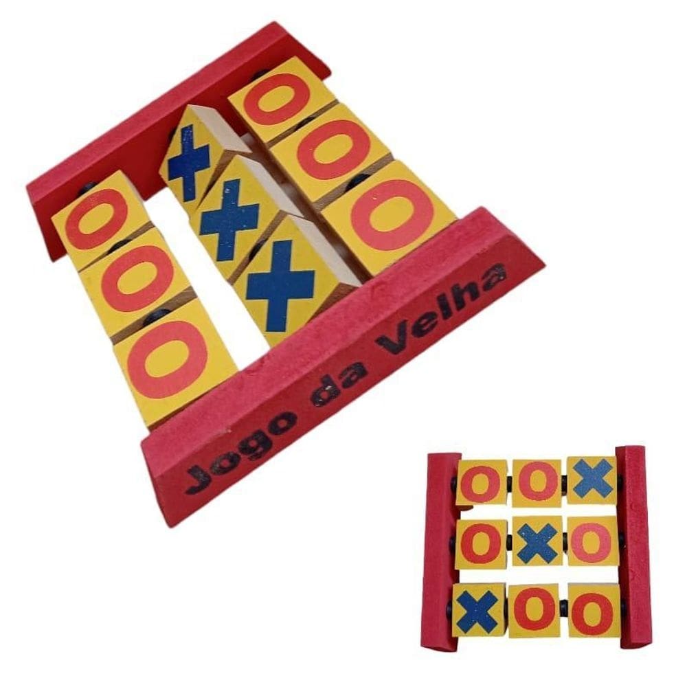 Brinquedo pedagógico educativo madeira retrô jogo da velha