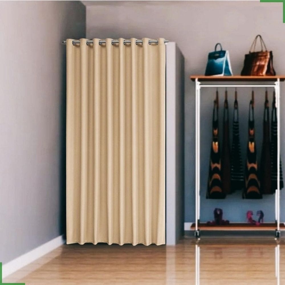 Cortina provador de loja em tecido blackout palha 1,40x2,20