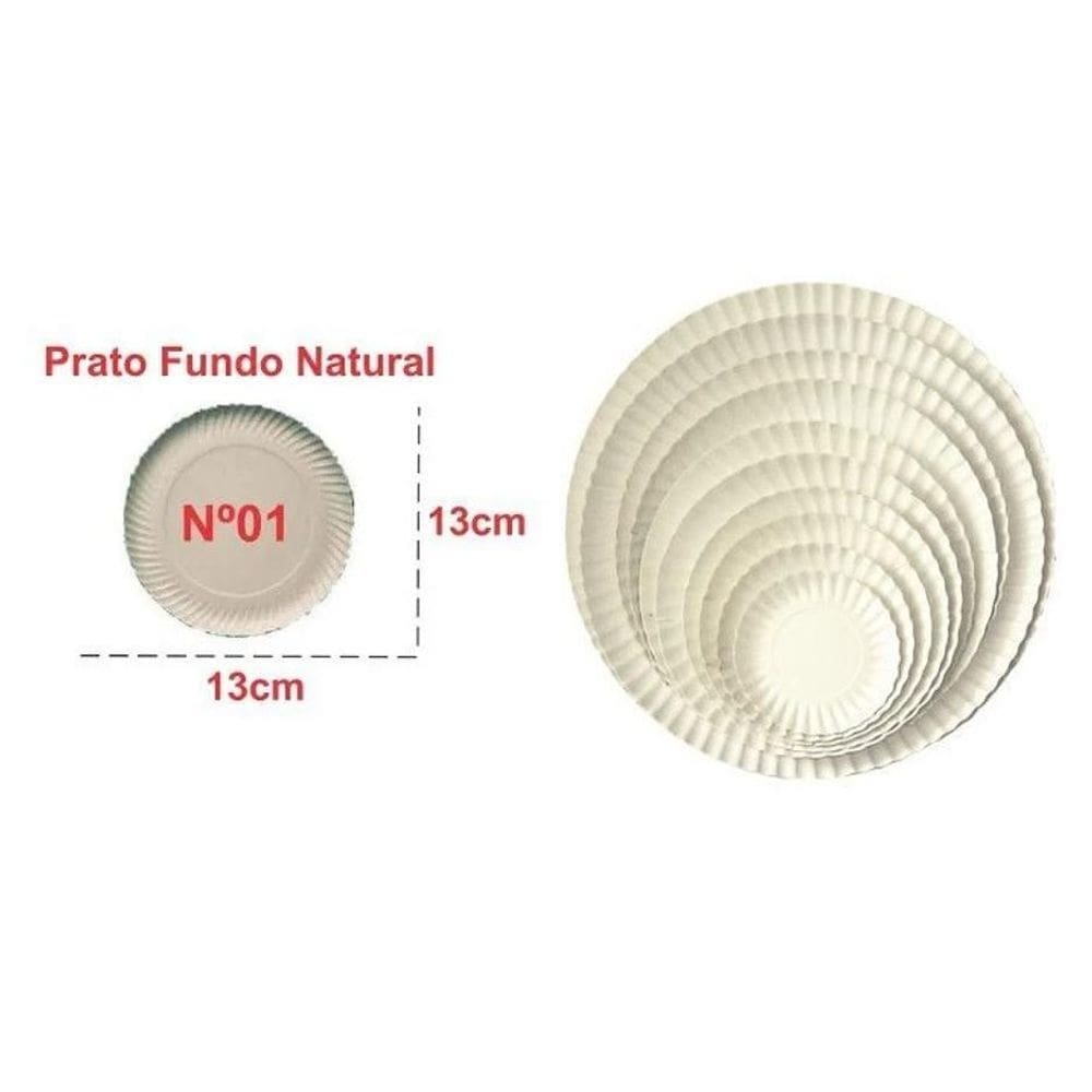 Prato papelão natural redonda nº01  13cm  c/100 deskart