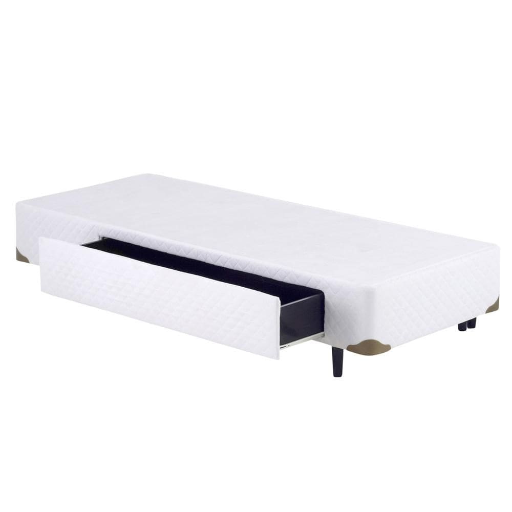 Cama Box SOLTEIRO Gavetão Branco Central - 088x188