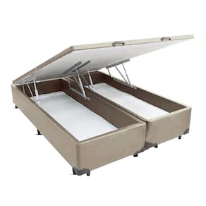 Cama Box Baú Bipartido Queen Corano Bege 158x198