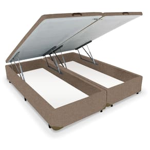 Cama Box CASAL Bipartido Baú Canvas Palha - 138x188