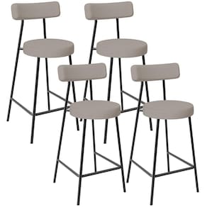 Kit 04 Banquetas Baixa Para Cozinha Sala De Jantar Bar Bancada Milão L02 Linho Bege