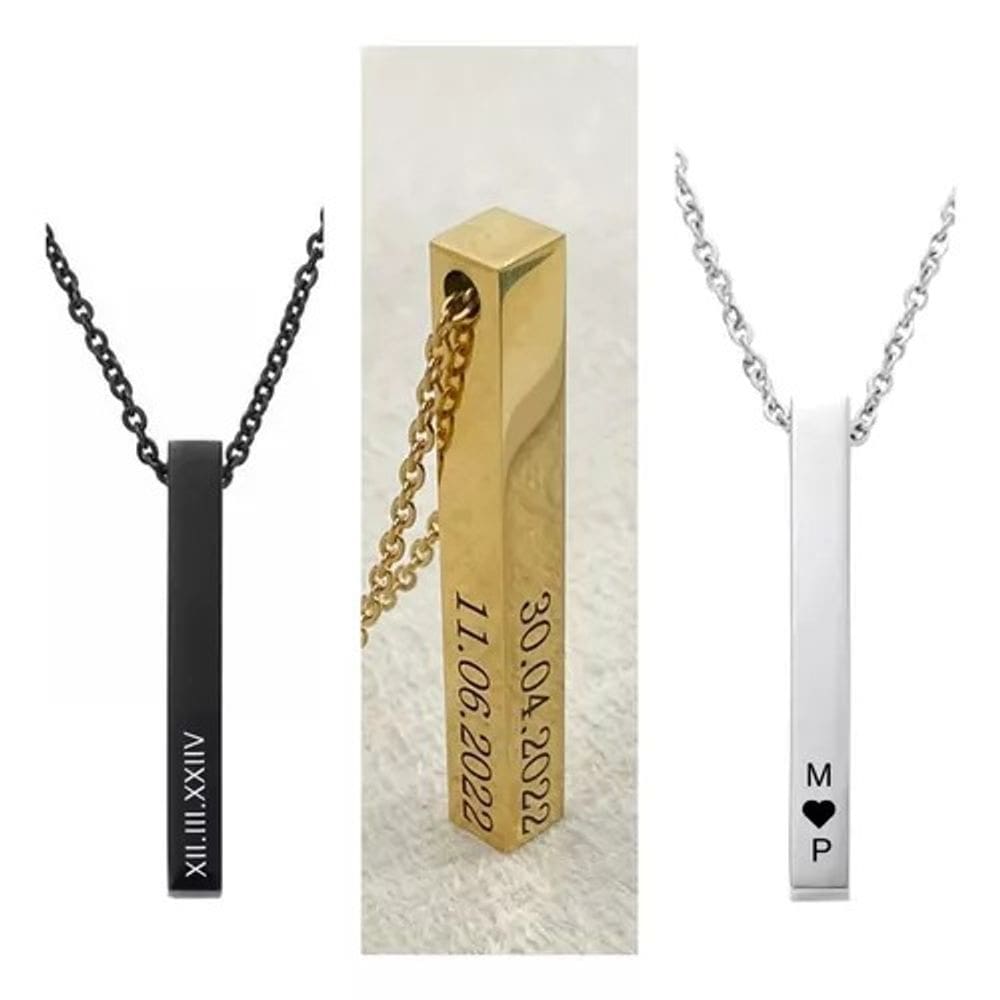Colar Masculino Feminino Personalizado Nome Gravação Data