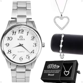 relogio feminino aço inox + caixa qualidade premium moda