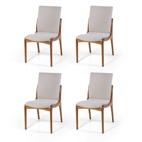 Conjunto 4 Cadeiras De Jantar Estofada Garbo Cinza Claro