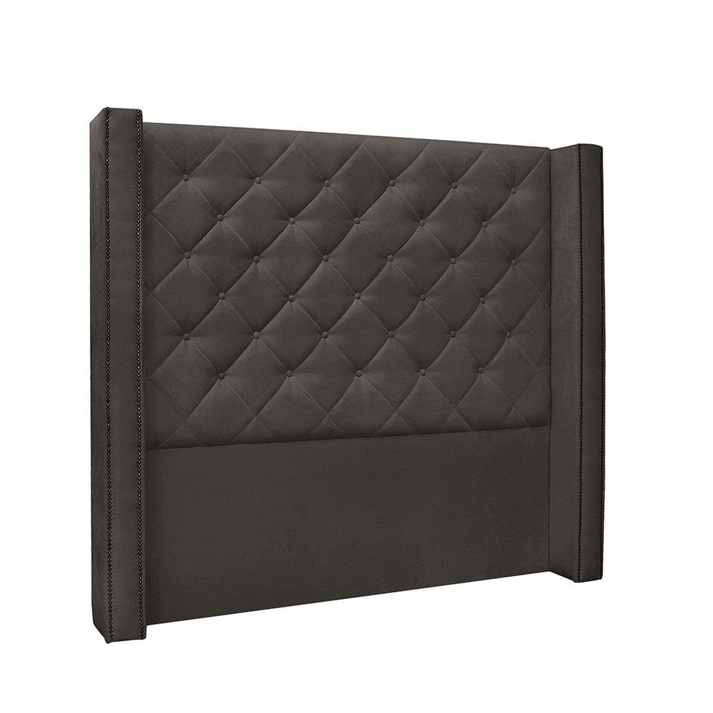 Cabeceira Cama Box Solteiro 90cm e Recamier Vicenza Suede Cinza S04 - D`Rossi