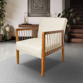 Poltrona para Sala de Estar em Linho Ely Off White