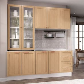Cozinha Modulada 4 Peças sem Tampo 2 Aéreos 2 Balcões Arizona Cabecasa Madeiramadeira Figueira