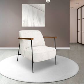 Poltrona para Sala de Estar Elhiz Linho Boucl Off White