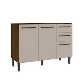 Balcão de Cozinha 2 Portas e 3 Gavetas 120cm Toronto Noce Oro / Cinnamon