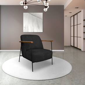 Poltrona para Sala de Estar Elhiz Linho Boucle Preto