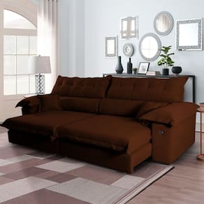 Conjunto Sofá 260cm Boucle Ravena Marrom