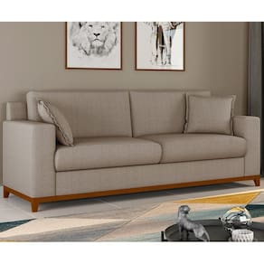 Sofá Living Vintage 3 Lugares 200cm em Boucle Slim Avelã