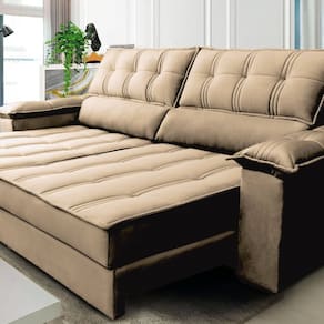 Sofá Retrátil e Reclinável 3 Lugares 270 Cm Ferrara Platinum Marrom