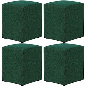 Kit 04 Puffs Quadrado L02 Decorativo Bouclê Verde