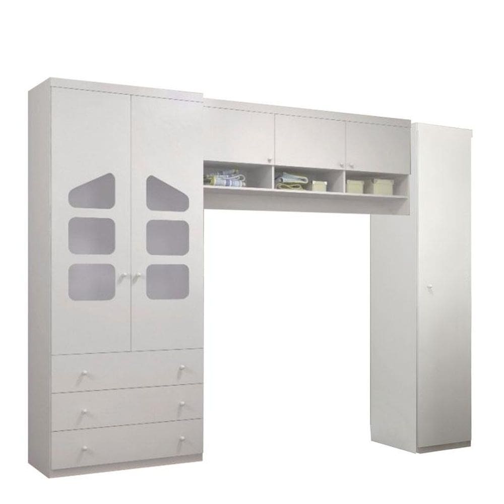 Guarda Roupa Infantil Modulo Eloisa Branco Brilho - Phoenix Baby